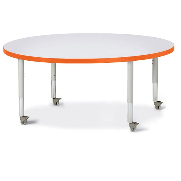 Berries Round Activity Table, 48 in. Diameter, Mobile, Freckled Gray/Orange/Gray